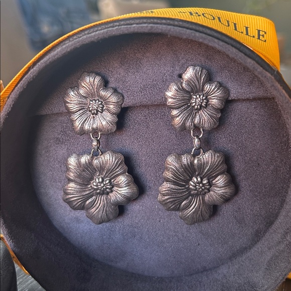 Buccellati Gardenia Flower Drop Earrings – Sterling Silver Floral Vintage Style - Picture 2 of 7